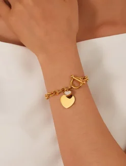 Outlet Classic Sweet Heart Fashion Personalized Titanium Steel Bracelet Jewelry Silver / Gold For Daily Women Accessories