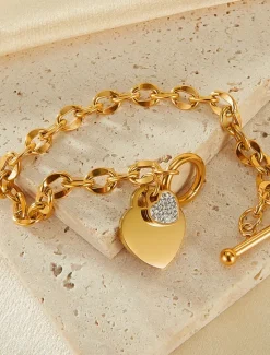 Outlet Classic Sweet Heart Fashion Personalized Titanium Steel Bracelet Jewelry Silver / Gold For Daily Women Accessories