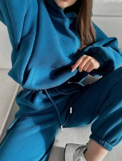 Sale Comfry hooded fleece Women's Sweatshirt Pants Sets Outdoor Sport Warm Sports Long Sleeve Hooded Spring Fall Women Two Piece Sets