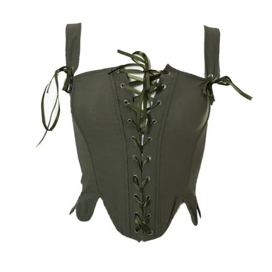 Sale Corset Women's Corset Tops Simple Style Overbust Corset Backless Tummy Control Pure Color Lace Up Prom Party & Evening Club Spring Summer Army Green Khaki Home Outfits Women Shapewear