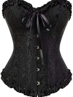 Online Corset Women's Plus Size Corsets Corsets Country Sexy Lady Sweetheart Tummy Control Push Up Jacquard Jacquard Abstract Flower Hook & Eye Lace Up Nylon / Cotton Wedding Special Women Shapewear