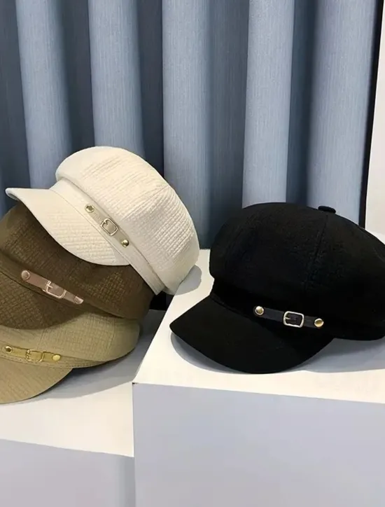 Clearance Elegant Embossed Berets Classic Solid Color British Style Beret Cap Breathable Newsboy Hats For Women Autumn & Winter Women Hats