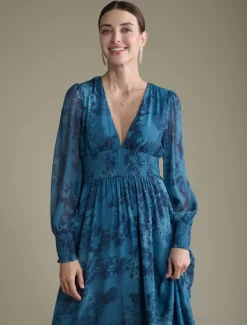 Best Elegant Floral Chiffon Maxi Wedding Dress Women Cocktail Dress