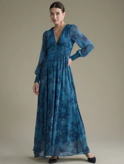 Best Elegant Floral Chiffon Maxi Wedding Dress Women Cocktail Dress