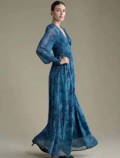 Best Elegant Floral Chiffon Maxi Wedding Dress Women Cocktail Dress