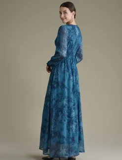 Best Elegant Floral Chiffon Maxi Wedding Dress Women Cocktail Dress
