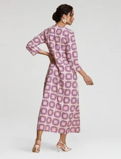 Best Ethnic Floral Notched Collar Maxi Dress Women Floral Dresses