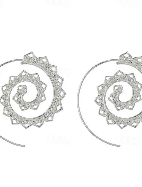 Clearance european and american new oval spiral earrings exaggerated swirl gear shape heart shape retro ear jewelry wholesale Women Trendy Jewelry