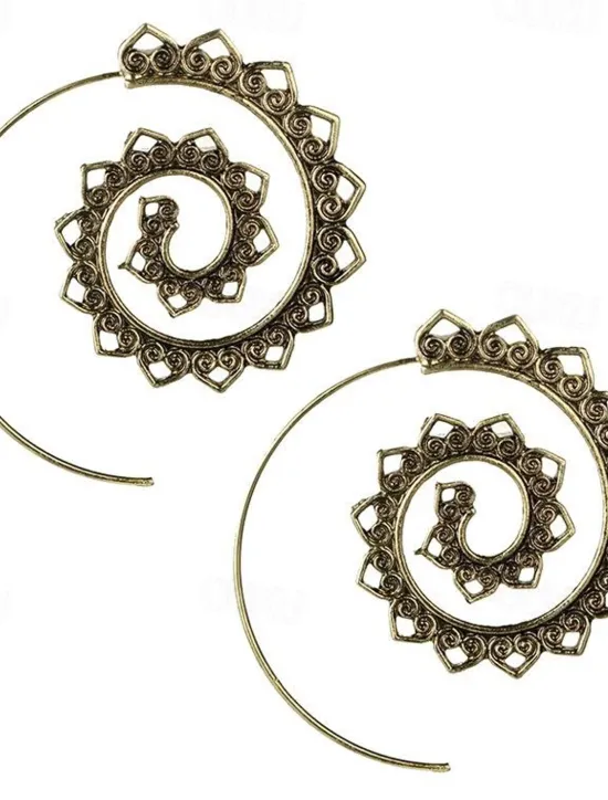 Clearance european and american new oval spiral earrings exaggerated swirl gear shape heart shape retro ear jewelry wholesale Women Trendy Jewelry