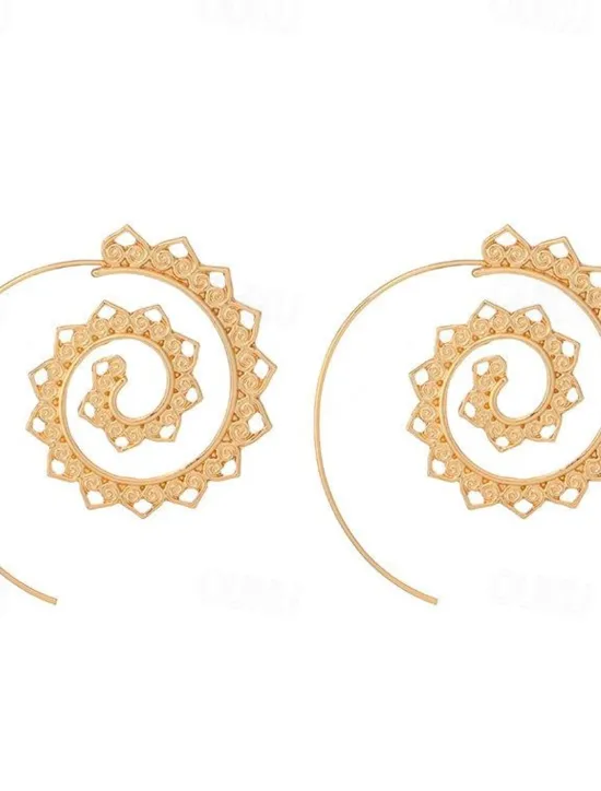 Clearance european and american new oval spiral earrings exaggerated swirl gear shape heart shape retro ear jewelry wholesale Women Trendy Jewelry