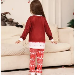 Family Christmas Pajamas Cotton Graphic Cute Christmas Pajamas School Print Long Sleeve Mommy And Me Outfits Active Matching Outfits Home Outfits Women Pajama-Setter