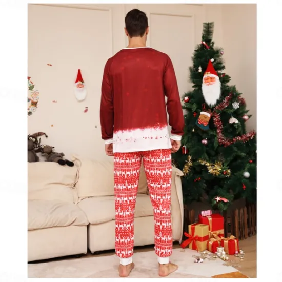 Family Christmas Pajamas Cotton Graphic Cute Christmas Pajamas School Print Long Sleeve Mommy And Me Outfits Active Matching Outfits Home Outfits Women Pajama-Setter