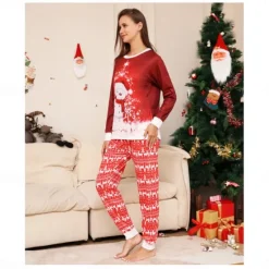 Family Christmas Pajamas Cotton Graphic Cute Christmas Pajamas School Print Long Sleeve Mommy And Me Outfits Active Matching Outfits Home Outfits Women Pajama-Setter