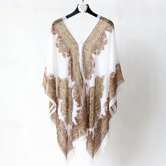 Hot Fashion Women Scarf Shawl Poncho Printed Sunscreen Scarf Sun Protection Shawl Beach Shawl Bikini Cover Soft Comfortable Women Scarves