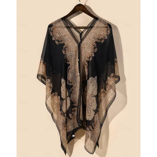 Hot Fashion Women Scarf Shawl Poncho Printed Sunscreen Scarf Sun Protection Shawl Beach Shawl Bikini Cover Soft Comfortable Women Scarves