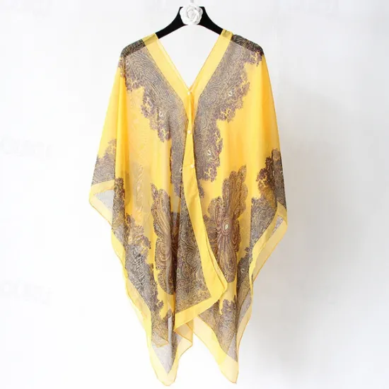 Hot Fashion Women Scarf Shawl Poncho Printed Sunscreen Scarf Sun Protection Shawl Beach Shawl Bikini Cover Soft Comfortable Women Scarves