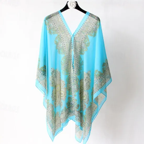 Hot Fashion Women Scarf Shawl Poncho Printed Sunscreen Scarf Sun Protection Shawl Beach Shawl Bikini Cover Soft Comfortable Women Scarves