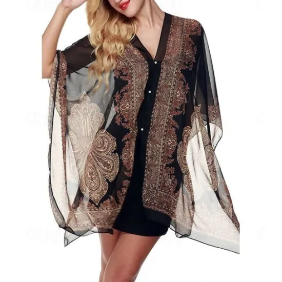 Hot Fashion Women Scarf Shawl Poncho Printed Sunscreen Scarf Sun Protection Shawl Beach Shawl Bikini Cover Soft Comfortable Women Scarves