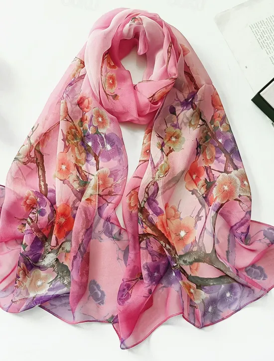 Hot Flower Summer Women Thin Style Scarf Bandana Soft Bandana Female Elegant Shawl Hijab Hairscarves Beach Scarf Women Scarves