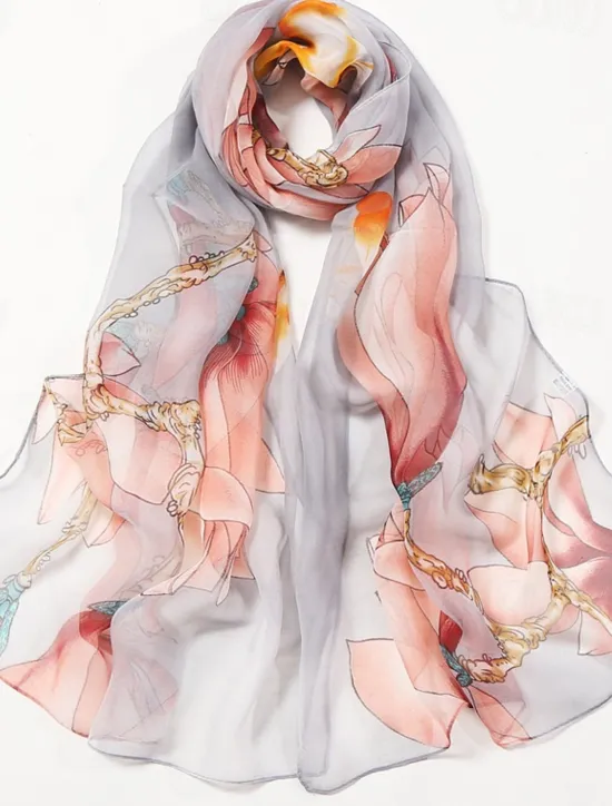 Hot Flower Summer Women Thin Style Scarf Bandana Soft Bandana Female Elegant Shawl Hijab Hairscarves Beach Scarf Women Scarves