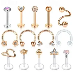 Discount 16g cartilage helix tragus stud earring twist spiral barbell lip rings labret stud horseshoe piercing twisted eyebrow rings piercing for women men jewelry Women Belt