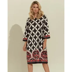 Sale Geometric Pattern Half Sleeve A-Line Mini Dress Women Casual Dress|Vacation Dresses