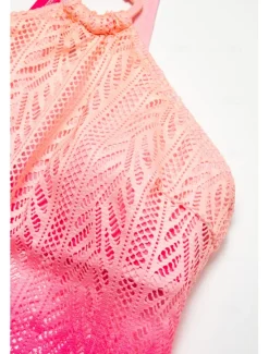 New Gradient Lace Bandeau Swimsuit Women One-Pieces