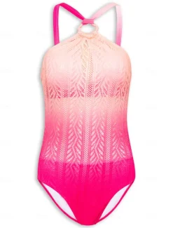 New Gradient Lace Bandeau Swimsuit Women One-Pieces