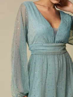 Sale Fashion Party/Wedding Guest V Neck Long Sleeve Sparkle Polyester Maxi Dress dress to impress 2024 Women Cocktail Dress