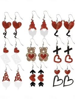 Hot Hoop Earrings Classic Retro Sweet Heart Earrings Jewelry 1# / 2# / 3# For Valentine's Day Street Women Trendy Jewelry