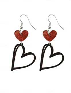 Hot Hoop Earrings Classic Retro Sweet Heart Earrings Jewelry 1# / 2# / 3# For Valentine's Day Street Women Trendy Jewelry