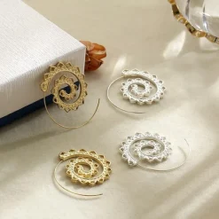 Outlet Hoop Earrings For Women's Party Wedding Alloy filigree Wave Women Trendy Jewelry