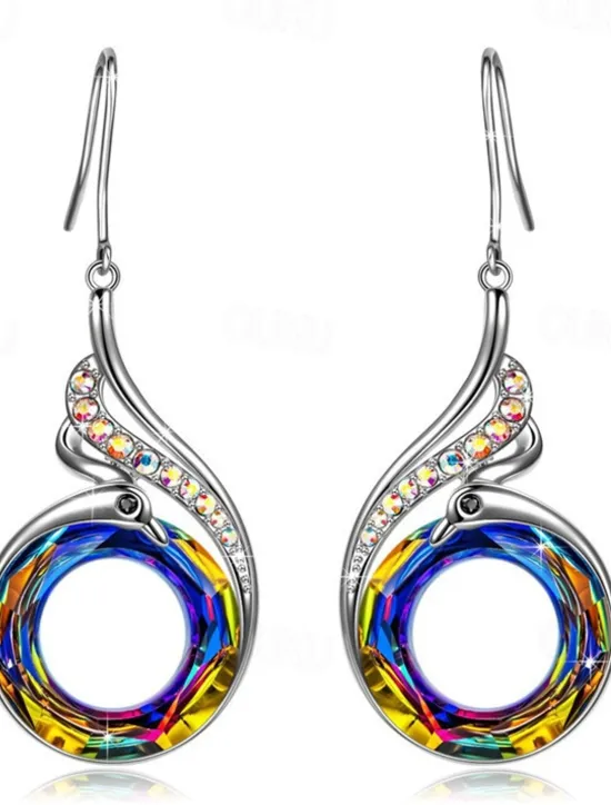 Clearance Hoop Earrings Vintage Style Totem Series Earrings Jewelry Blue / Purple / Green For Party 1 Pair Women Spring Accessories