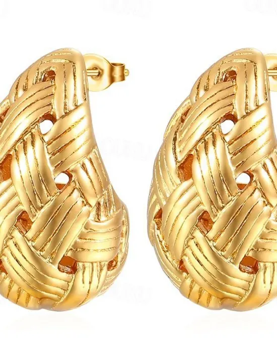 Discount Hoop Earrings Vintage Style Pear Cut Geometrical Drop Earrings Jewelry Golden / Gold / Light Gold For Wedding Party Work Women Spring Accessories|Trendy Jewelry