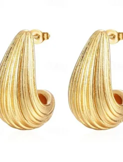 Discount Hoop Earrings Vintage Style Pear Cut Geometrical Drop Earrings Jewelry Golden / Gold / Light Gold For Wedding Party Work Women Spring Accessories|Trendy Jewelry