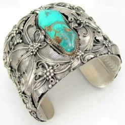 Discount indian style open wide bracelet jewelry thai silver blue turquoise butterfly bracelet Women Trendy Jewelry