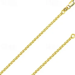 Outlet 14k solid gold italian yellow gold 1.5mm flat open wheat link chain necklace- made in italy-14 karat with lobster claw clasp include gift box with order 18.5 inches Women Trendy Jewelry