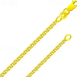Outlet 14k solid gold italian yellow gold 1.5mm flat open wheat link chain necklace- made in italy-14 karat with lobster claw clasp include gift box with order 18.5 inches Women Trendy Jewelry