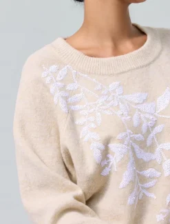Knit Embroidered Wool Blend Pullover Sweater Women Ugly Sweater