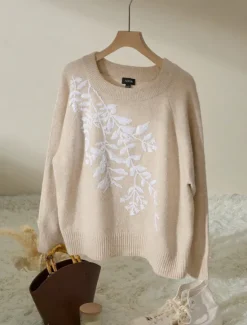Knit Embroidered Wool Blend Pullover Sweater Women Ugly Sweater