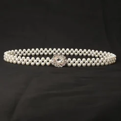 Hot ladies pearl waist chain korean version rhinestone pearl decorative belt fashion sweet dress elastic belt women wholesale Women Belt