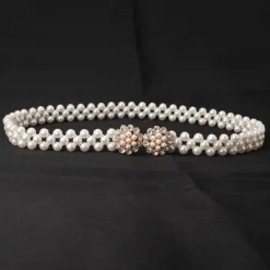 Hot ladies pearl waist chain korean version rhinestone pearl decorative belt fashion sweet dress elastic belt women wholesale Women Belt
