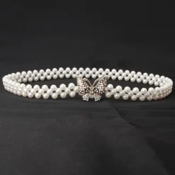 Hot ladies pearl waist chain korean version rhinestone pearl decorative belt fashion sweet dress elastic belt women wholesale Women Belt