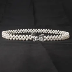 Hot ladies pearl waist chain korean version rhinestone pearl decorative belt fashion sweet dress elastic belt women wholesale Women Belt
