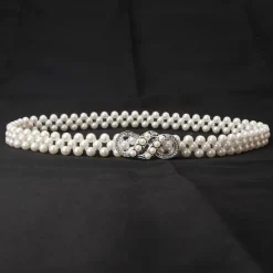 Hot ladies pearl waist chain korean version rhinestone pearl decorative belt fashion sweet dress elastic belt women wholesale Women Belt