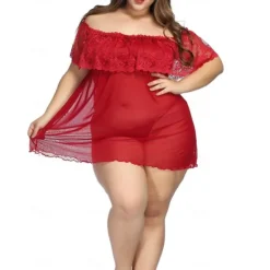 New Ladies Sexy Transparent Seductive Sexy Nightgown One Line Shoulder Nightdress Home Outfits Women Lingerie