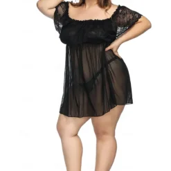 New Ladies Sexy Transparent Seductive Sexy Nightgown One Line Shoulder Nightdress Home Outfits Women Lingerie