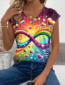 New LGBT Pride Parade Pride Raindow Women's Camisole Tank Top Ombre Graphic Stylish Casual Sleeveless V Neck Regular Tops Daily Print Summer Spring Women Tank Tops & Camis