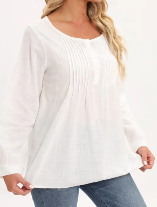 Outlet Linen Shirt Long Cotton Top White Cotton Top White Cotton Blouse Women's White Pink Solid Color Buttons Street Daily Fashion Shirt Collar Cotton Linen Regular Fit M Women Shirts
