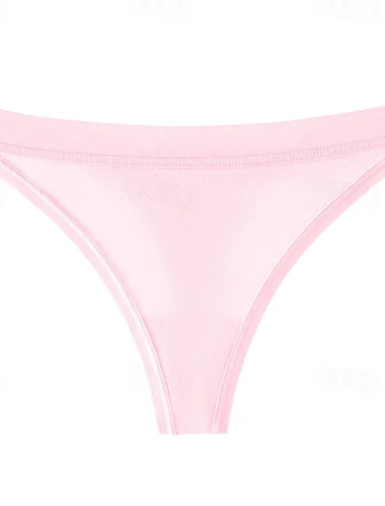 Clearance Men's Basic Panties Boyshorts G-strings & Thongs Panties 1 PC Underwear Simple Romantic Sexy Pure Color Cotton Low Waist Petite Sexy Black Pink Wine XS S M Home Outfits Women Lingerie